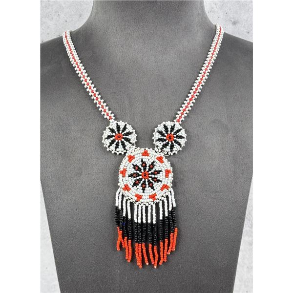 Montana Indian Beaded Rosette Necklace