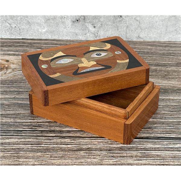 Northwest Coast Indian Moon Mask Inlaid Box