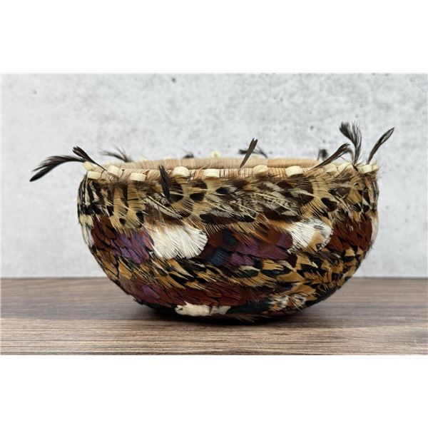 Pomo Native American Indian Feather Gift Basket