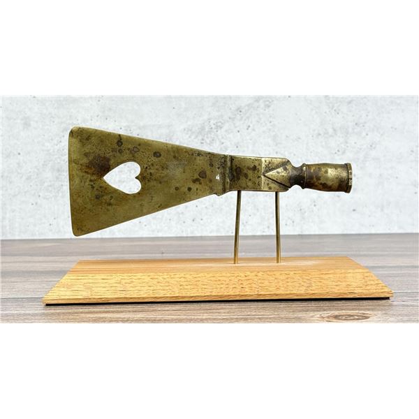 Antique Plains Indian Brass Peace Pipe Tomahawk