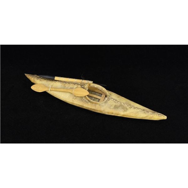 Alaskan Inuit Eskimo Miniature Skin Canoe Model