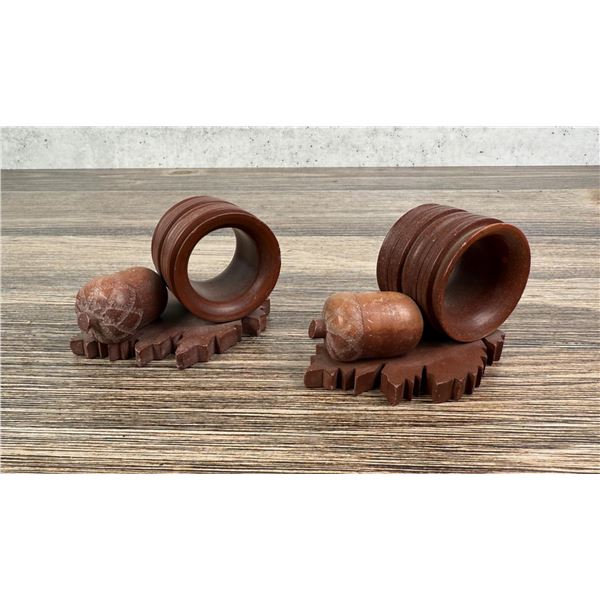 Native American Indian Pipestone Napkin Rings