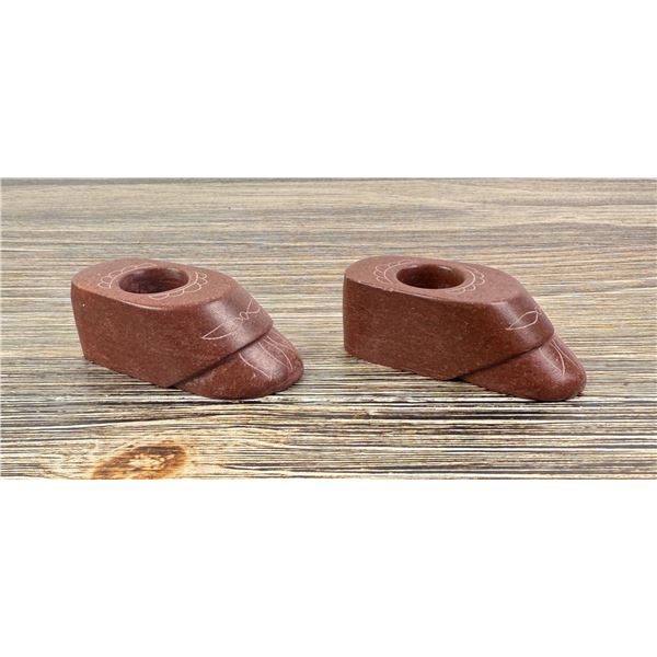 Native American Indian Pipestone Candlesticks
