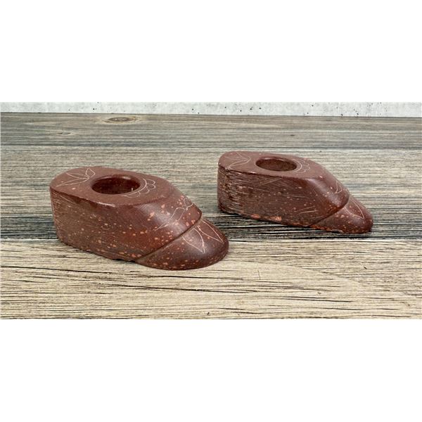 Native American Indian Pipestone Candlesticks