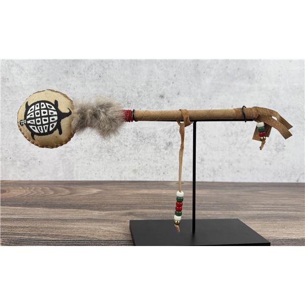 Hopi Painted Rawhide Turtle Rattle