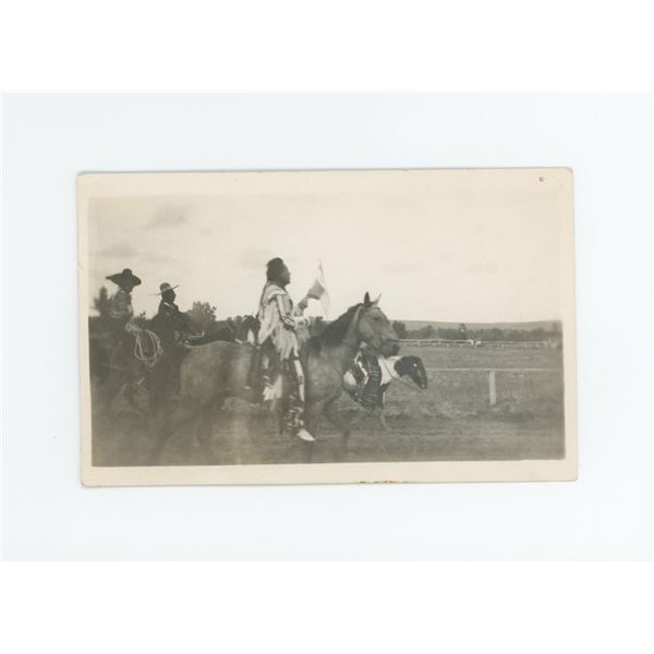 Crow Indian Riders on Horseback RPPC Postcard