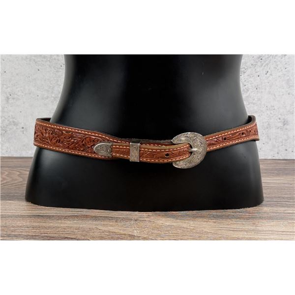 Sterling Tooled Leather Cowgirl Belt & Buckle