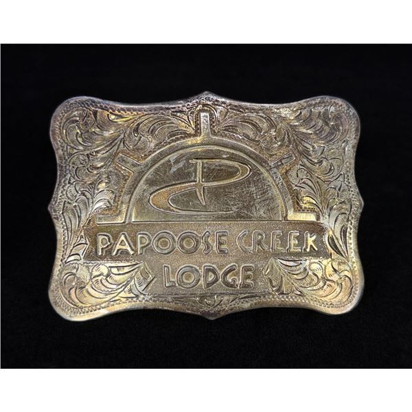 Papoose Creek Lodge Sterling Cowboy Belt Buckle