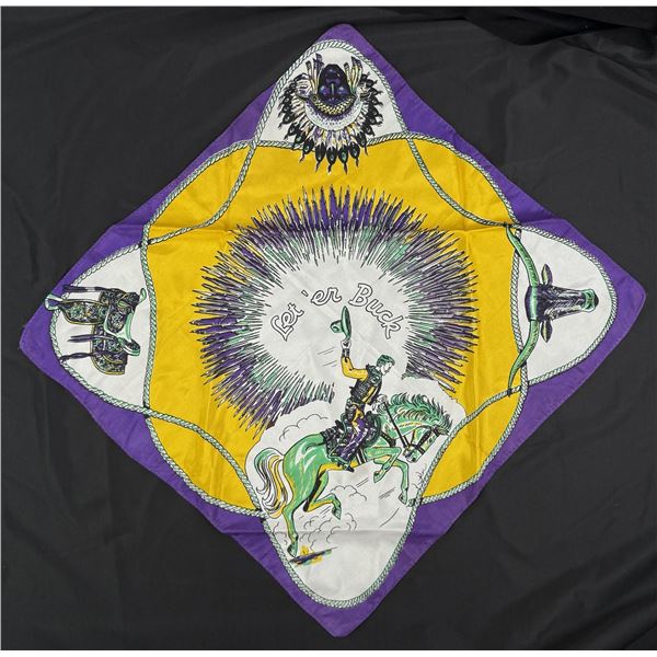 1940s Let 'er Buck Silk Cowboy Scarf Handkerchief