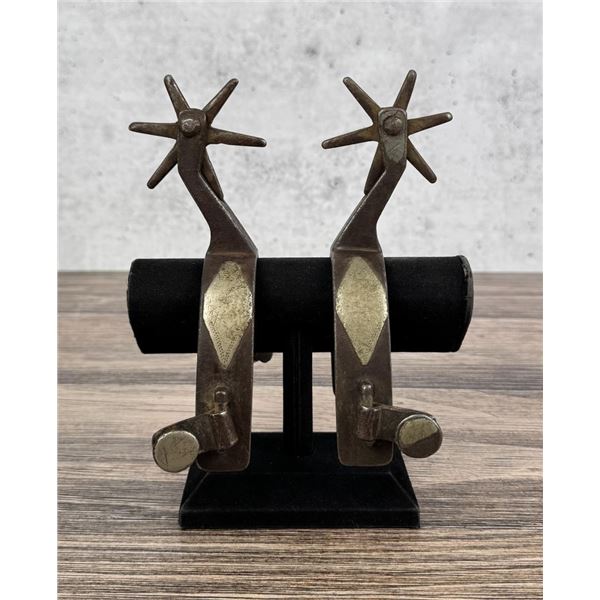 J.O. Bass Style Silver Overlay Cowboy Spurs