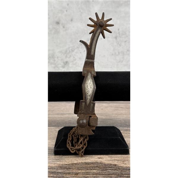 Mike Morales 55 Pattern Silver Inlaid Cowboy Spur