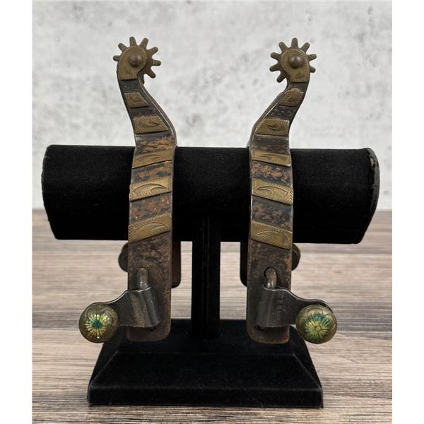 Brass Overlay Montana Cowboy Spurs