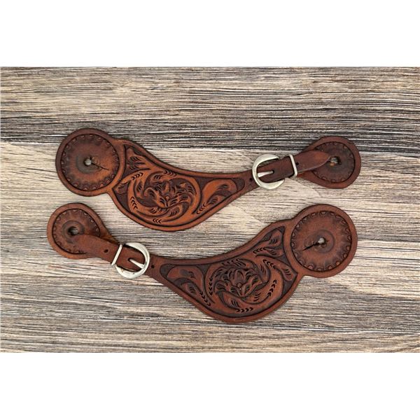 Tooled Leather Cowboy Spur Straps