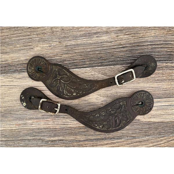 Tooled Leather Cowboy Spur Straps