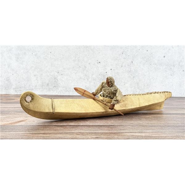 Kalaallit Inuit Eskimo Miniature Skin Canoe Model