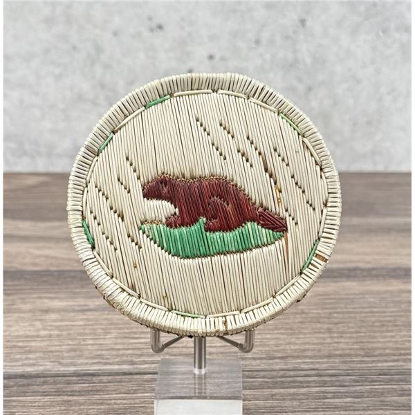 Antique Ojibwe Indian Birch Bark Quilled Box