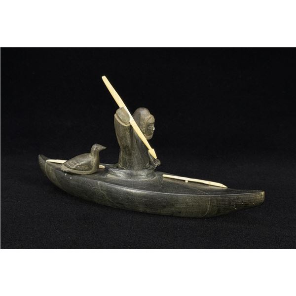 Simeonie Kowjakoolook Inuit Eskimo Hunter in Kayak