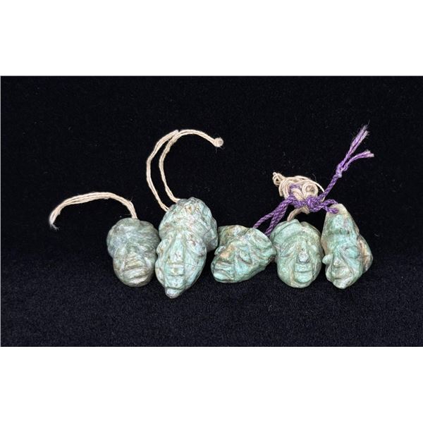 Ancient Pre Columbian Fetish Head Toggle Pendants