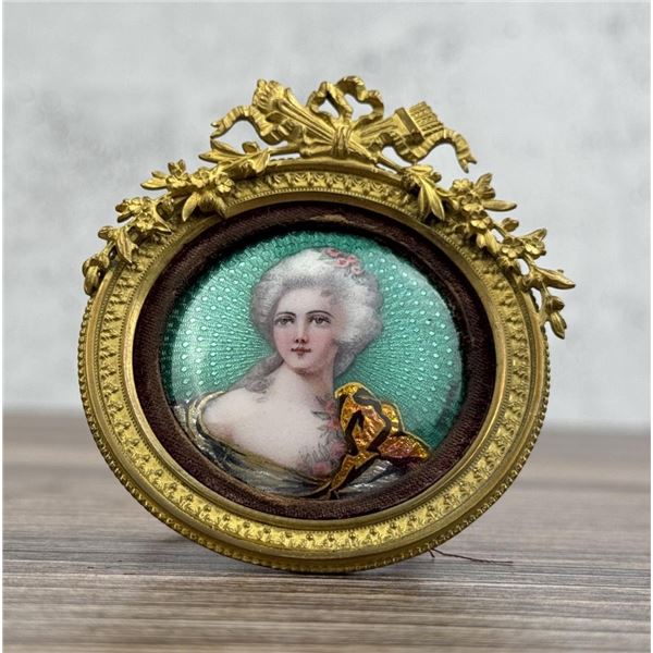 Victorian French Guilloche Enamel Portrait