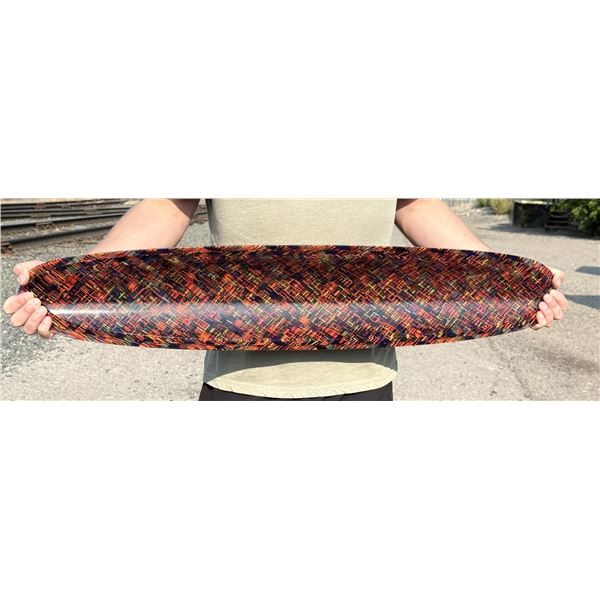 Martin Kremer Fused Glass Plaid Ellipse Bowl