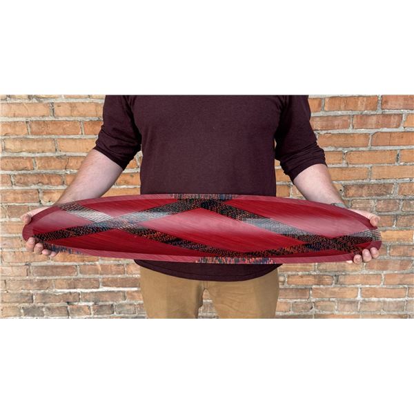 Martin Kremer Fused Glass Black Cane Ellipse Bowl