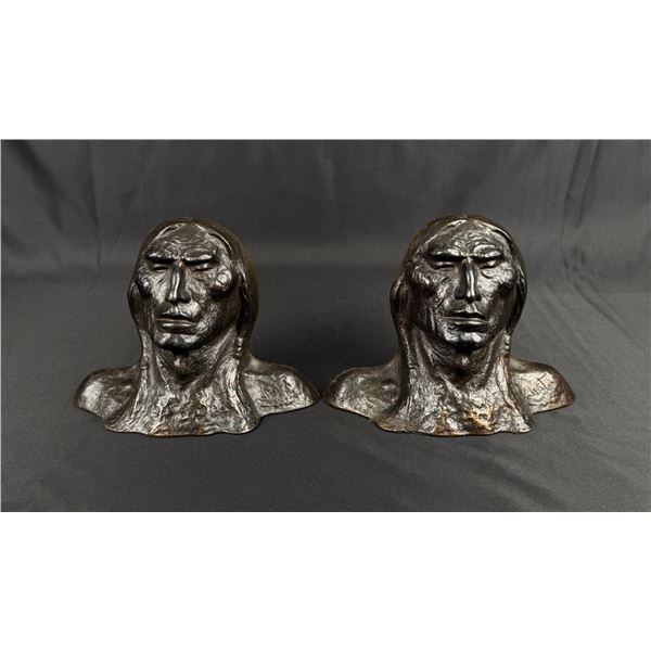 West Bronze Indian Brave Bookends