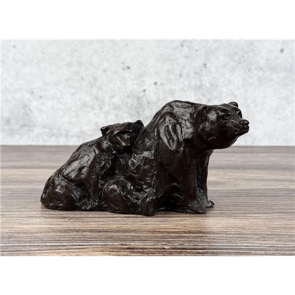 Ken Bjorge Mama Bear and Cub Bronze