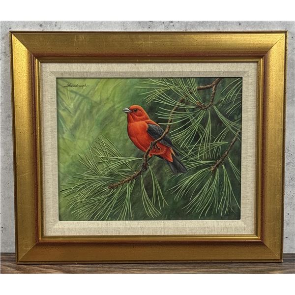 Joe Thornbrugh Scarlet Tanager Acrylic Painting