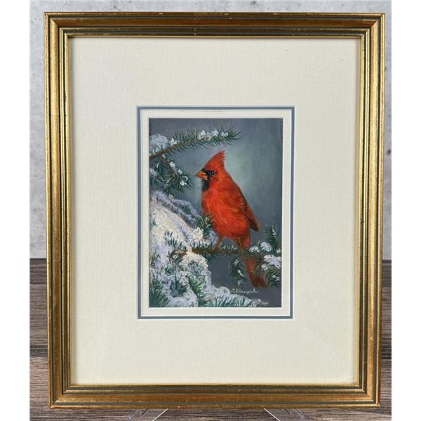 Thelma Giampietri Winter Cardinal Gouache Painting