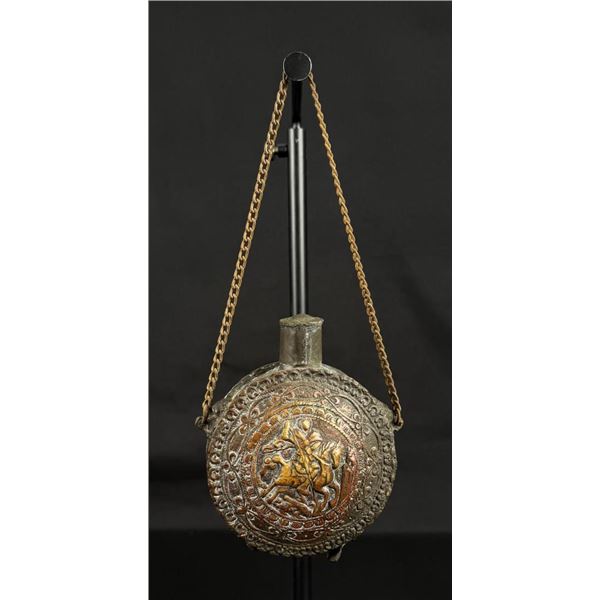 Balkan Greek Orthodox Brass Powder Flask