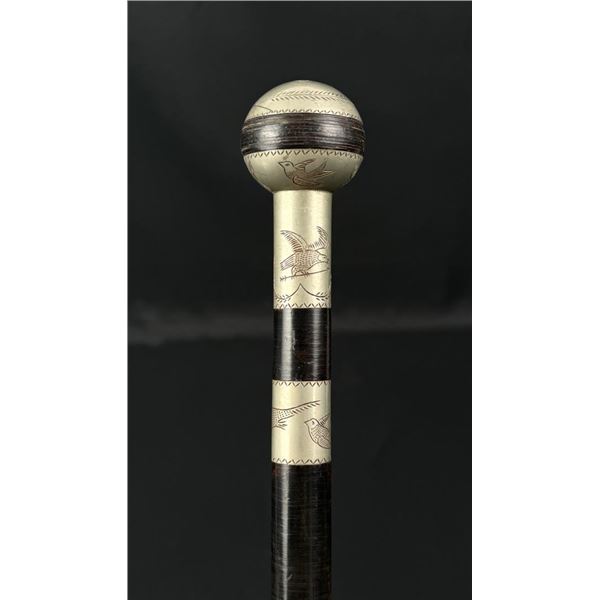 Antique Civil War Leather Plantation Cane