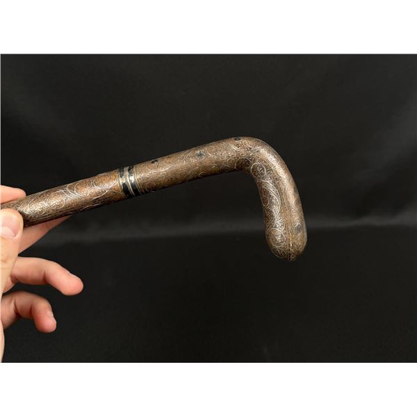 Mughal India Silver Inlaid Blackthorn Cane