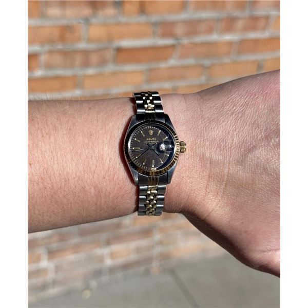 Rolex 69173 Ladydate Wood Dial Watch