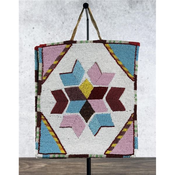 Beaded Plateau Indian Flat Bag Geometric Design