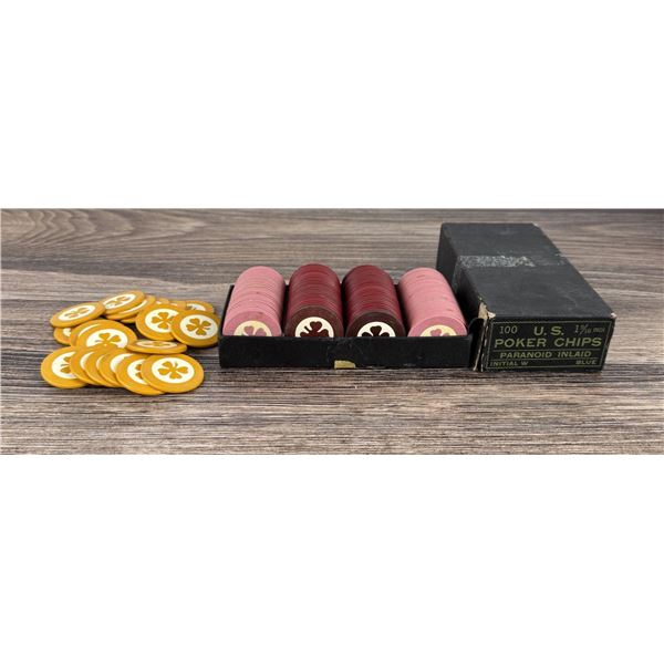 Antique Montana Saloon Clay Poker Chips