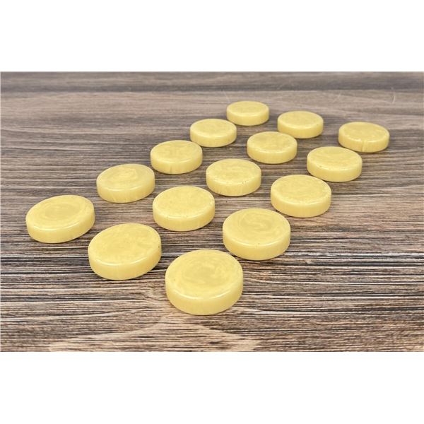 Yellow Marbled Bakelite Backgammon Pieces