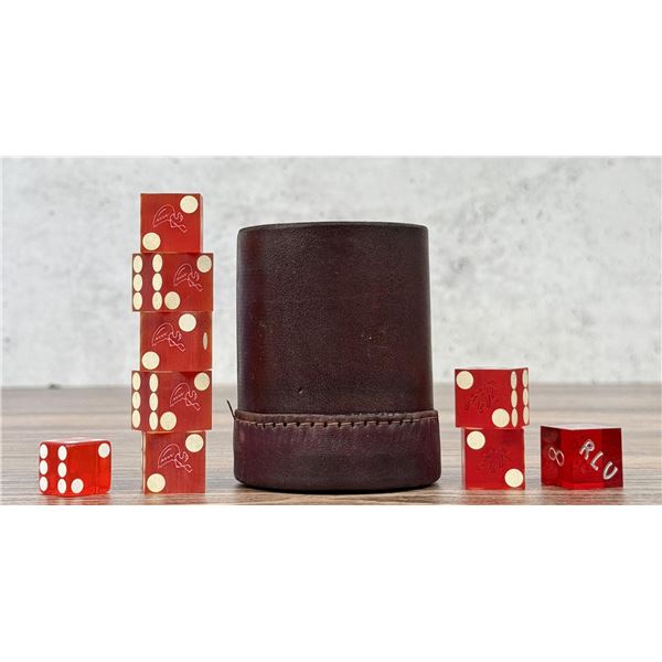 Flamingo Las Vegas Leather Dice Cup and Dice