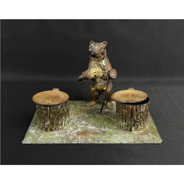 Heyde Cold Painted Metal Bear Inkwell