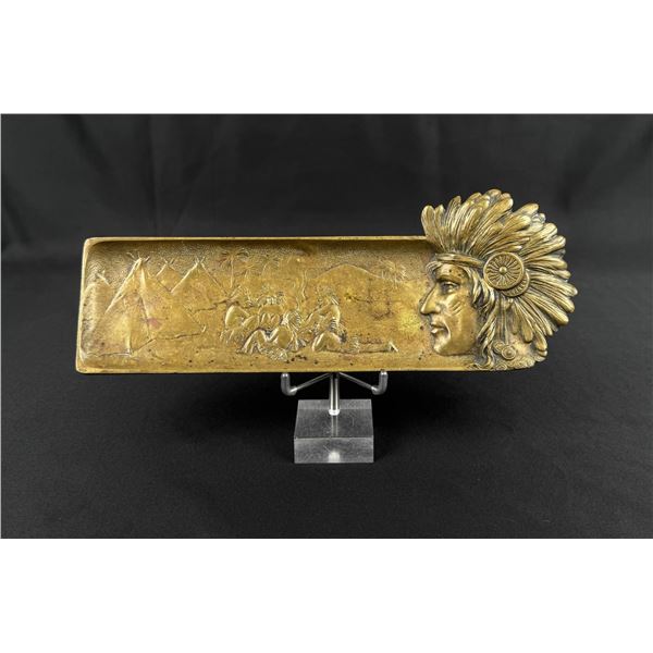 Vienna Bronze Indian Chief Fountain Pen Desk Tray