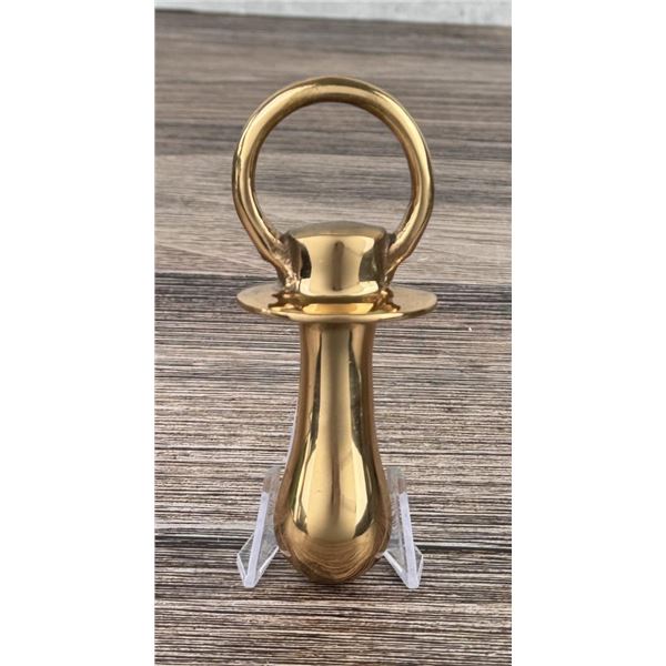 Mid Century Large Brass Pacifier Paperweight