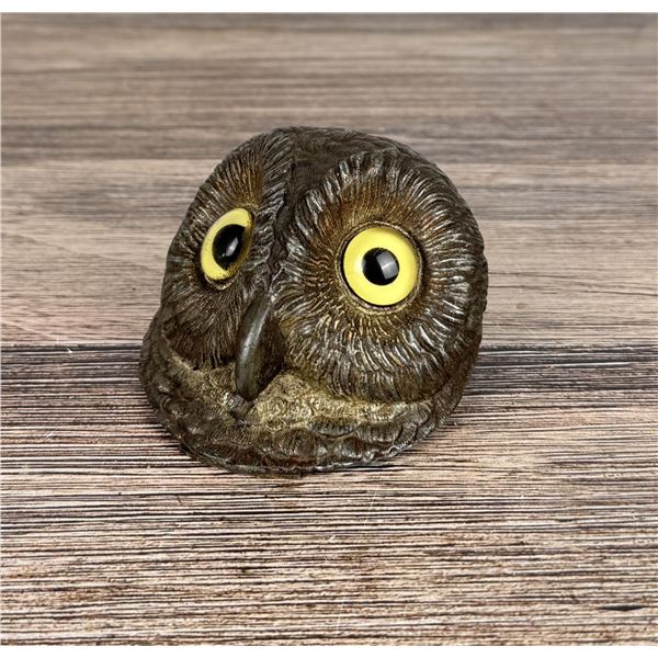 Cold Painted Owl Head Cast Iron Paper Clip