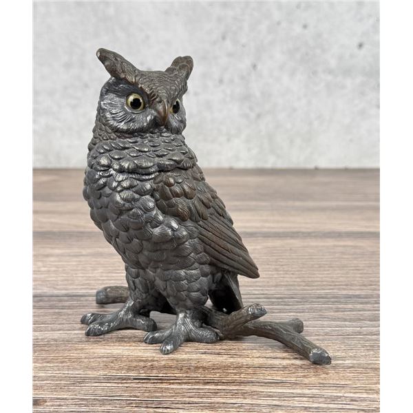 Meriden Silverplate Figural Owl on Branch Inkwell