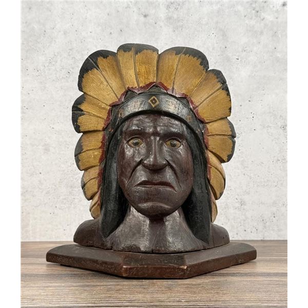 Folk Art Native American Indian Chief Carving