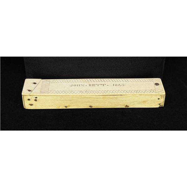 Named Antique Whaler Made Scrimshaw Box