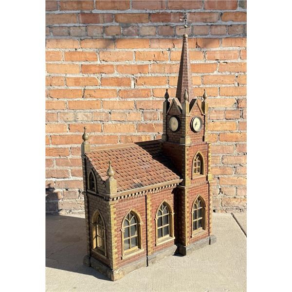 Stunning Folk Art Church Building Clock Model