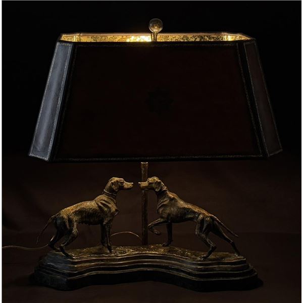 Maitland Smith Bronze Pointer Dog Table Lamp