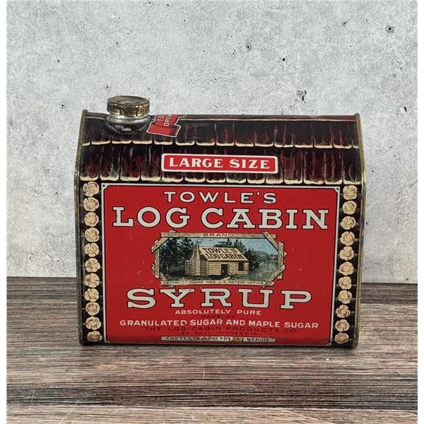 Large Size Towle's Log Cabin Syrup Tin