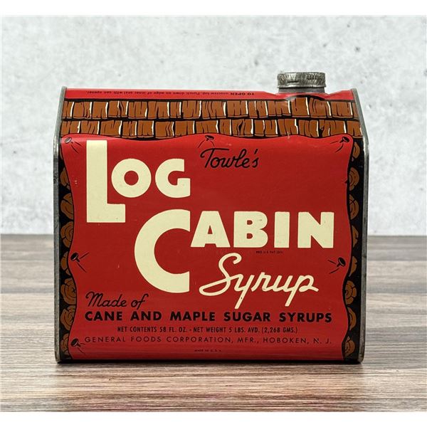 Large Size Towle's Log Cabin Syrup Tin