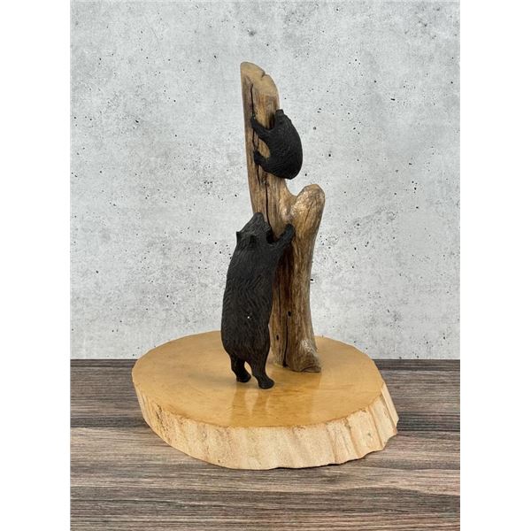 Climbing Bear Wood Carving