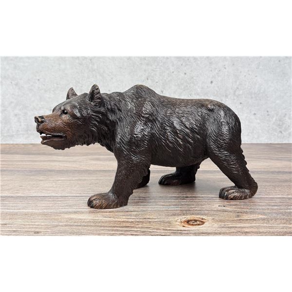 Swiss Black Forest Walking Bear Wood Carving